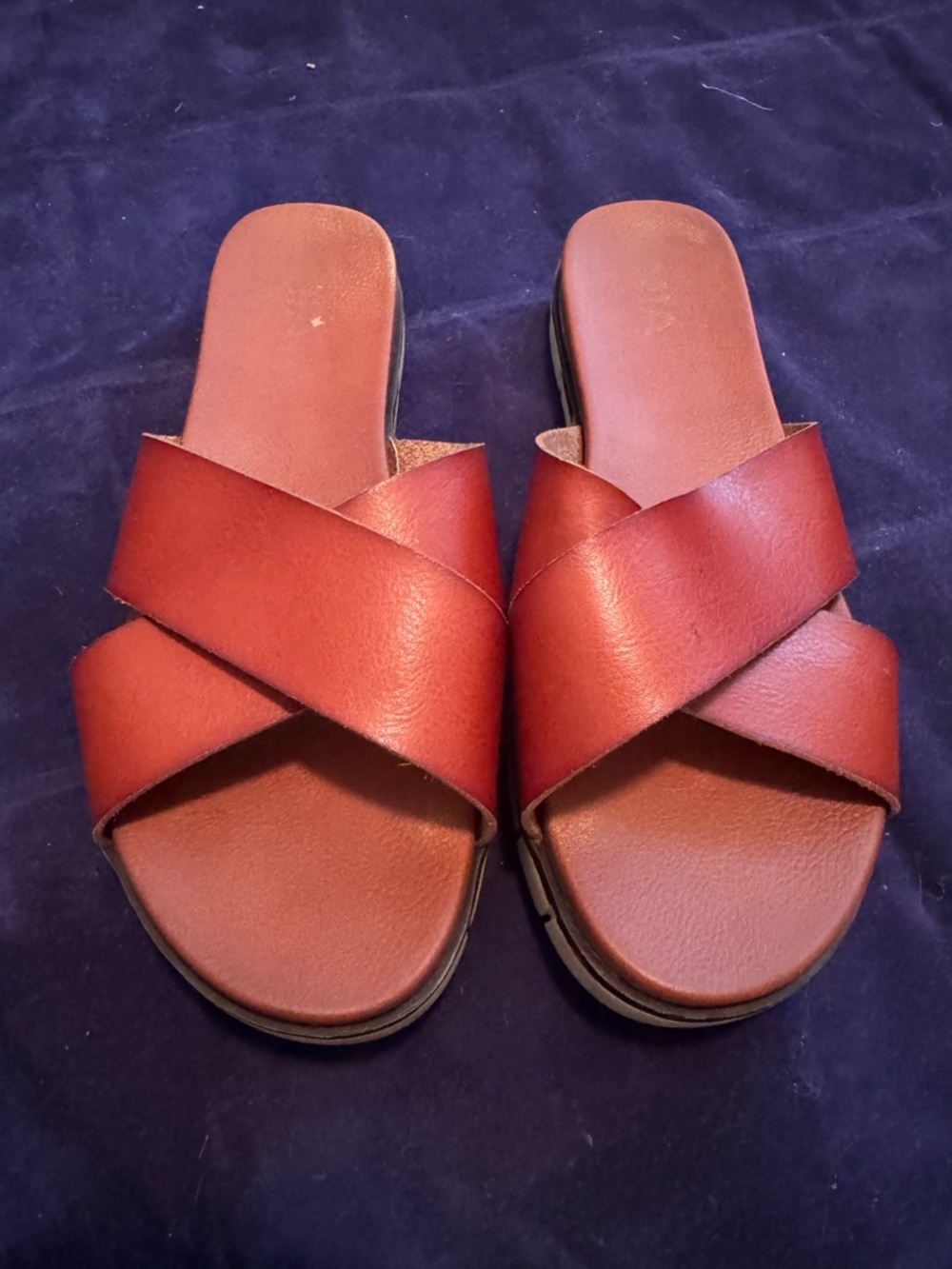 MIA Brown Leather Slide Sandals-Sz 9, gently worn